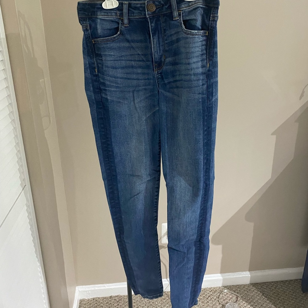 American Eagle skinny jeans with dark stripe